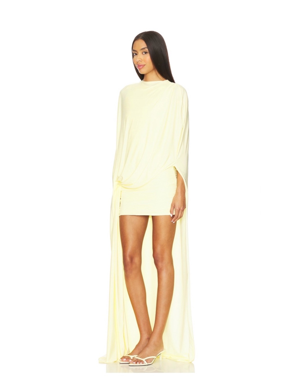 Alexandra Mini Cape Dress in Butter Yellow